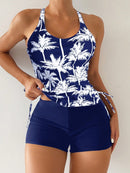Conjunto Tankini com Top Halter e Shortinho Conjunto Tankini com Top Halter e Shortinho Maritima Moda Praia Azul e Branco P