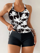 Conjunto Tankini com Top Halter e Shortinho Conjunto Tankini com Top Halter e Shortinho Maritima Moda Praia Preto e Branco P