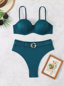 Biquíni Cintura Alta com Fivela Luxo Biquíni Cintura Alta com Fivela Luxo Maritima Moda Praia Azul petróleo P 