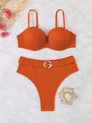 Biquíni Cintura Alta com Fivela Luxo Biquíni Cintura Alta com Fivela Luxo Maritima Moda Praia Laranja P 