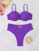 Biquíni Cintura Alta com Fivela Luxo Biquíni Cintura Alta com Fivela Luxo Maritima Moda Praia Roxo P 