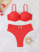 Biquíni Cintura Alta com Fivela Luxo Biquíni Cintura Alta com Fivela Luxo Maritima Moda Praia Vermelho P 