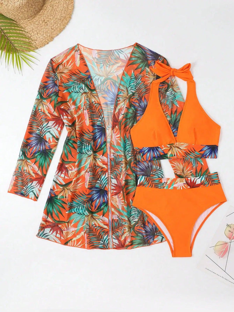 Biquíni Sarah + Saída de praia Maritima Moda Praia Laranja P 
