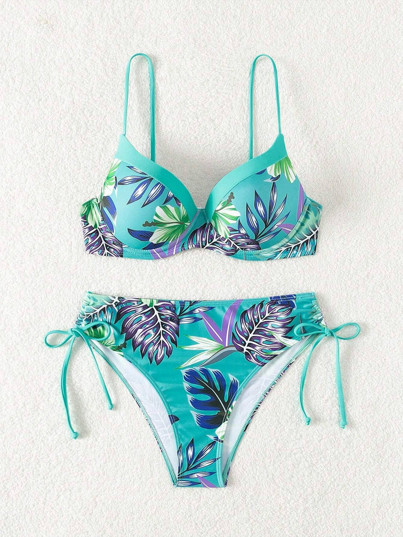 Biquíni Tropical com Bojo e Cintura Alta – Estampa Floral Verão Biquíni Tropical com Bojo e Cintura Alta – Estampa Floral Verão Maritima Moda Praia 