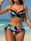 Biquíni Tropical com Bojo e Cintura Alta – Estampa Floral Verão Biquíni Tropical com Bojo e Cintura Alta – Estampa Floral Verão Maritima Moda Praia Preto P 
