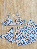 Conjunto Biquíni 3 Peças Olho Grego Conjunto Biquíni 3 Peças Olho Grego Maritima Moda Praia Azul P 