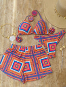 Conjunto Biquíni 3 Peças Olho Grego Conjunto Biquíni 3 Peças Olho Grego Maritima Moda Praia Coral P 