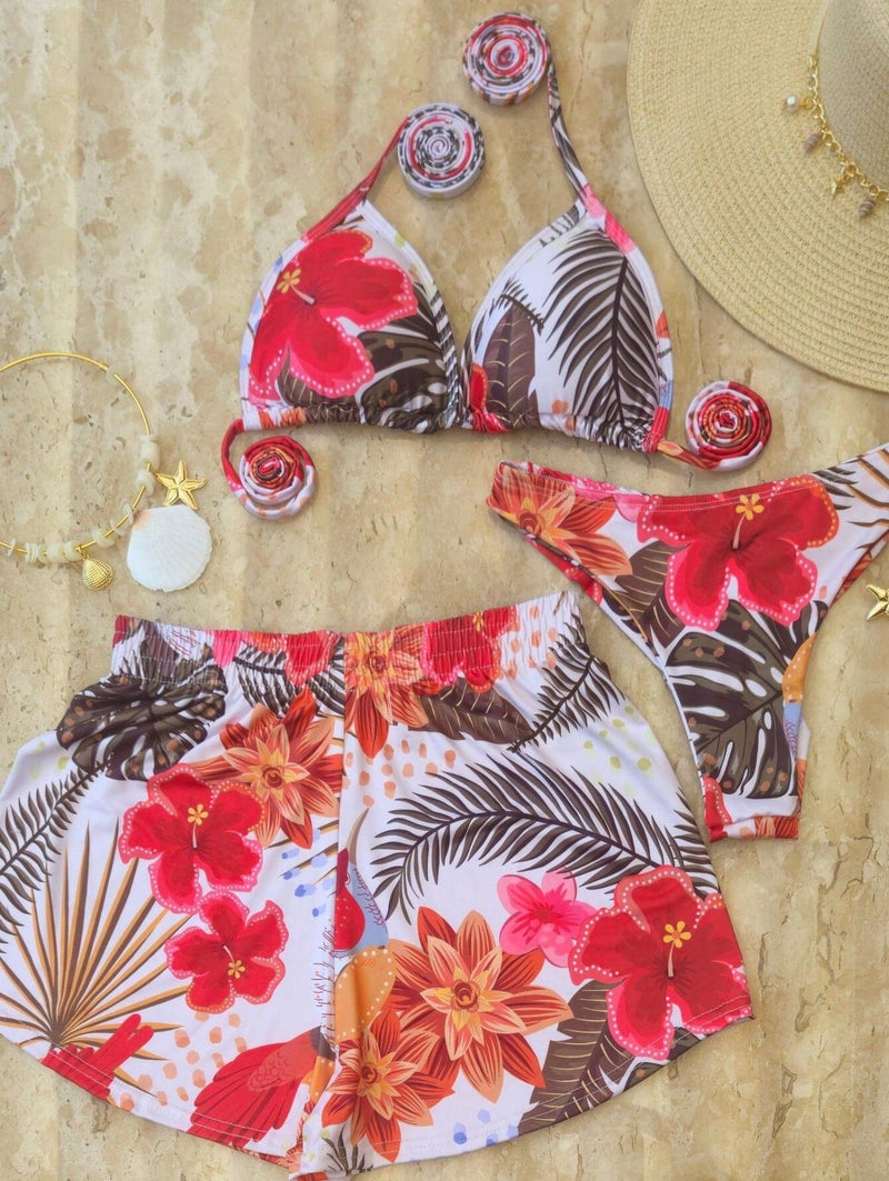 Conjunto Biquíni 3 Peças Olho Grego Conjunto Biquíni 3 Peças Olho Grego Maritima Moda Praia Fúcsia P 