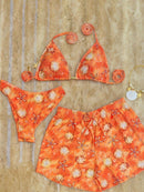 Conjunto Biquíni 3 Peças Olho Grego Conjunto Biquíni 3 Peças Olho Grego Maritima Moda Praia Laranja Queimado P 