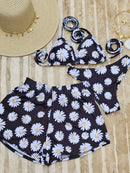 Conjunto Biquíni 3 Peças Olho Grego Conjunto Biquíni 3 Peças Olho Grego Maritima Moda Praia Preto e Branco P 