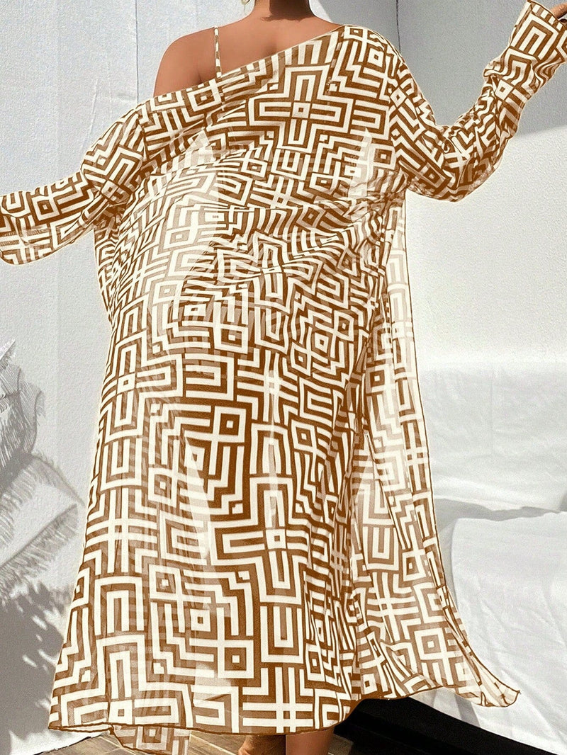 Conjunto Biquíni com Kimono Geométrico Conjunto Biquíni com Kimono Geométrico Maritima Moda Praia 