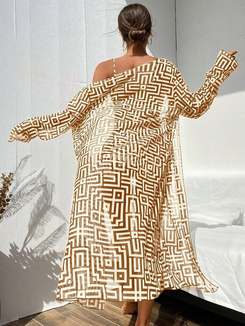 Conjunto Biquíni com Kimono Geométrico Conjunto Biquíni com Kimono Geométrico Maritima Moda Praia 