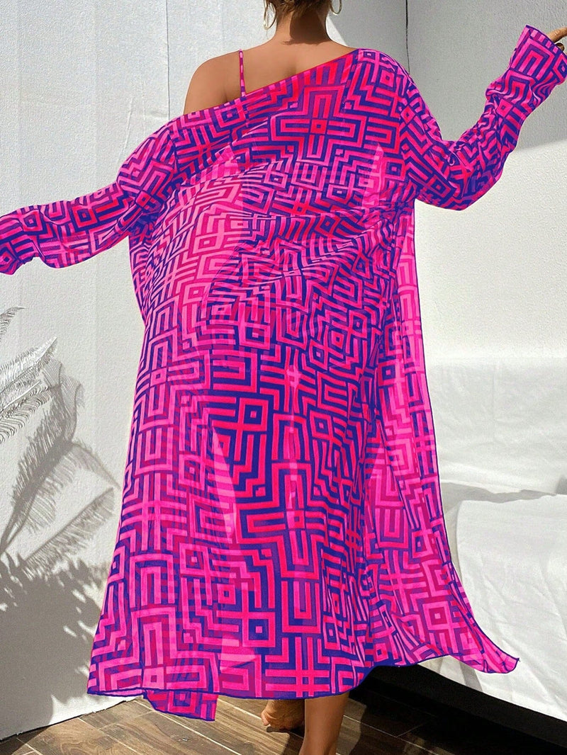 Conjunto Biquíni com Kimono Geométrico Conjunto Biquíni com Kimono Geométrico Maritima Moda Praia 