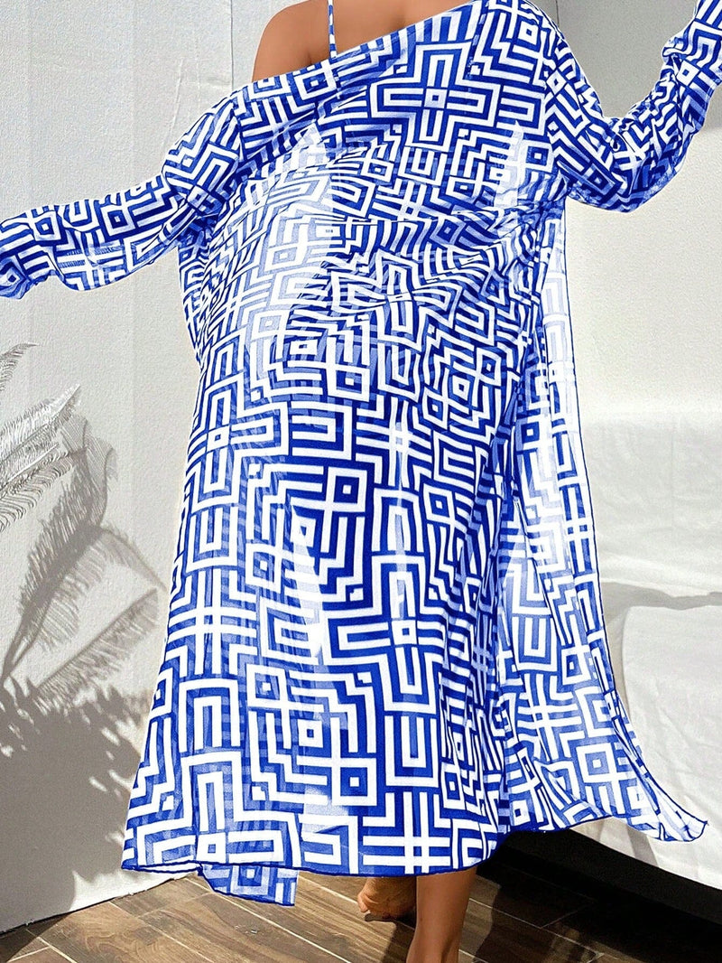 Conjunto Biquíni com Kimono Geométrico Conjunto Biquíni com Kimono Geométrico Maritima Moda Praia 