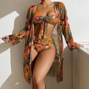 Conjunto Biquíni+ Kimono Alice Maritima Moda Praia Laranja P 