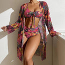 Conjunto Biquíni+ Kimono Alice Maritima Moda Praia Rosa com vermelho P 