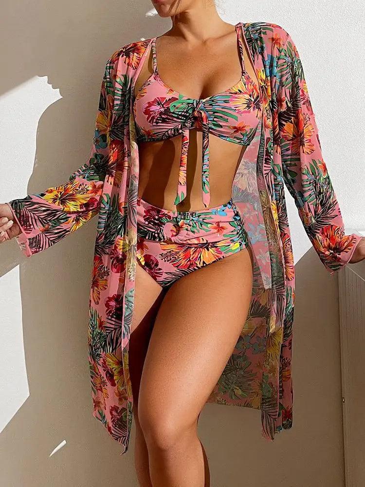 Conjunto Biquíni+ Kimono Alice Maritima Moda Praia Rosa P 