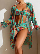 Conjunto Biquíni+ Kimono Alice Maritima Moda Praia verde turquesa P 