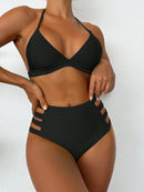 Conjunto de Biquíni Cintura Alta com Detalhe Trançado Conjunto de Biquíni Cintura Alta com Detalhe Trançado Maritima Moda Praia Preto P 