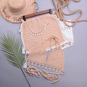 Conjunto de Praia em Crochê Eloá Maritima Moda Praia MODELO 1 P 