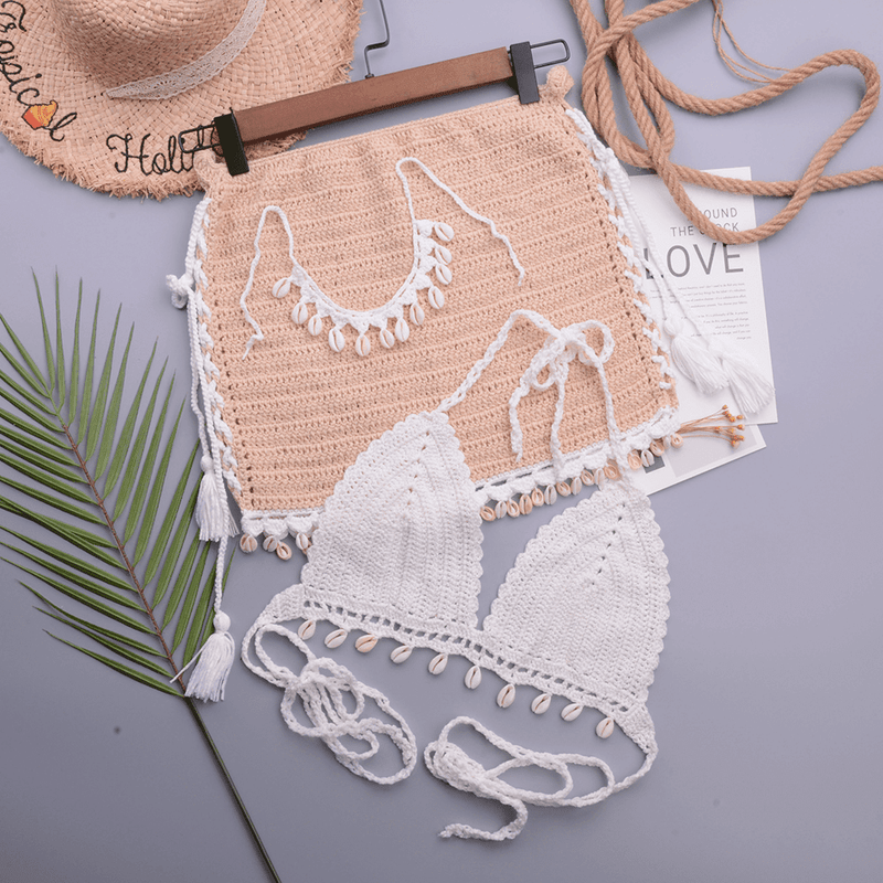 Conjunto de Praia em Crochê Eloá Maritima Moda Praia MODELO 3 P 