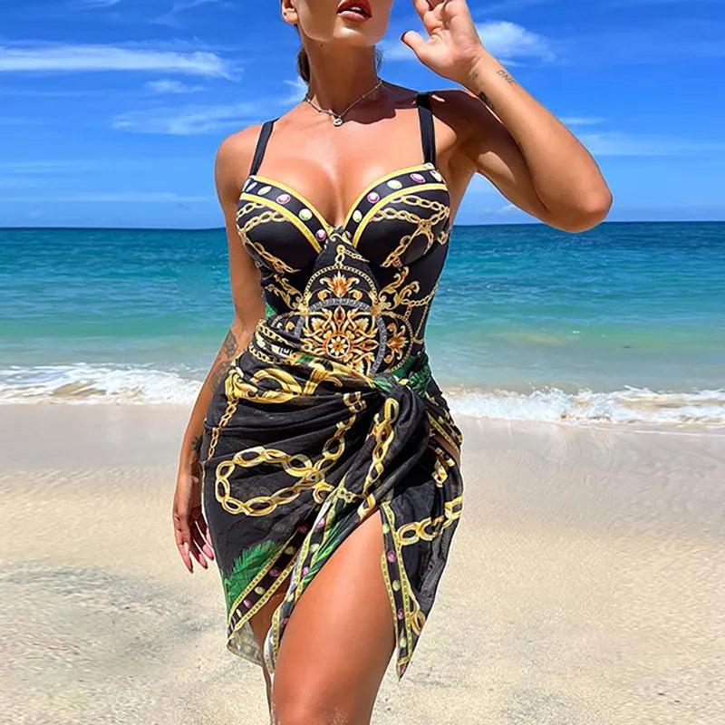 Conjunto Maiô Luxo + Saída de Praia Maritima Moda Praia 02 GG 