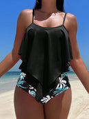 Conjunto Tankini Bata Babado com Calcinha Tropical Conjunto Tankini Bata Babado com Calcinha Tropical Maritima Moda Praia 