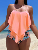Conjunto Tankini Bata Babado com Calcinha Tropical Conjunto Tankini Bata Babado com Calcinha Tropical Maritima Moda Praia 