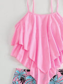 Conjunto Tankini Bata Babado com Calcinha Tropical Conjunto Tankini Bata Babado com Calcinha Tropical Maritima Moda Praia 