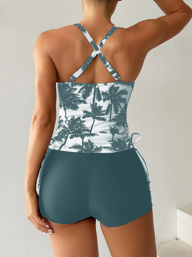 Conjunto Tankini com Top Halter e Shortinho Conjunto Tankini com Top Halter e Shortinho Maritima Moda Praia 