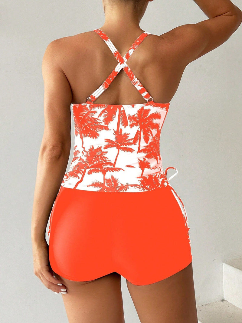 Conjunto Tankini com Top Halter e Shortinho Conjunto Tankini com Top Halter e Shortinho Maritima Moda Praia 
