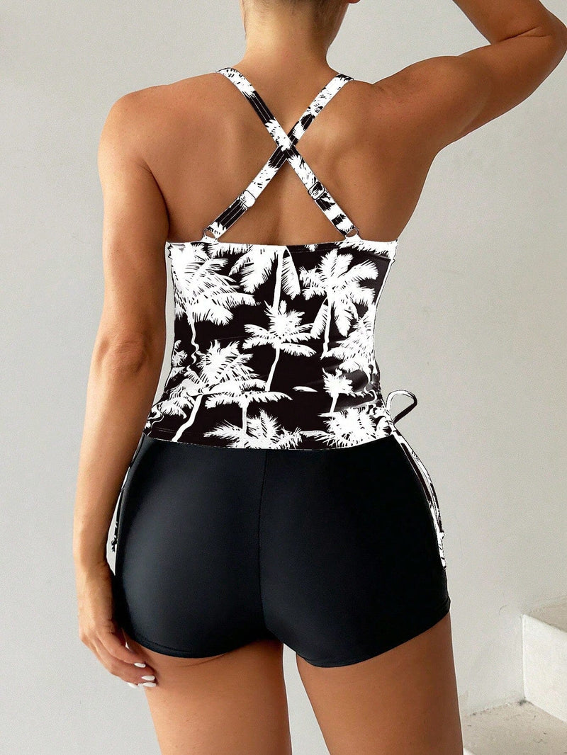 Conjunto Tankini com Top Halter e Shortinho Conjunto Tankini com Top Halter e Shortinho Maritima Moda Praia 