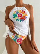 Conjunto Tankini com Top Halter Floral Conjunto Tankini com Top Halter Floral Maritima Moda Praia 