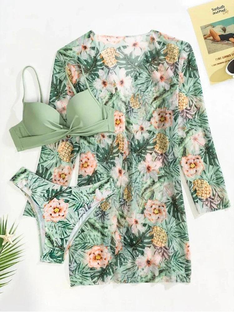 Kit Moda Praia - Biquíni Tropicália + Saída De Praia Maritima Moda Praia 