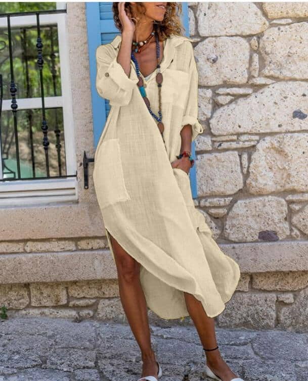 Saída de Banho Analú Maritima Moda Praia Cáqui P 