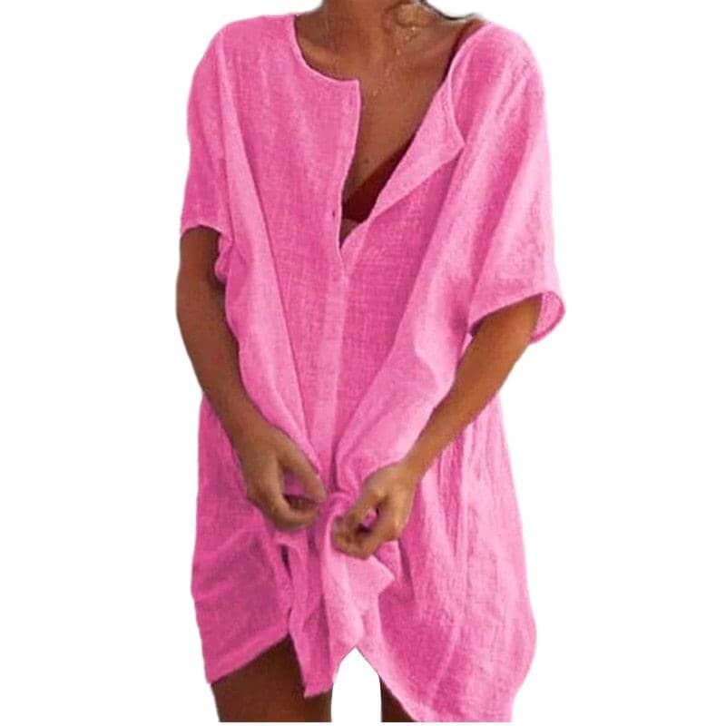 Saída de Banho Chemise Alice Maritima Moda Praia Rosa P 