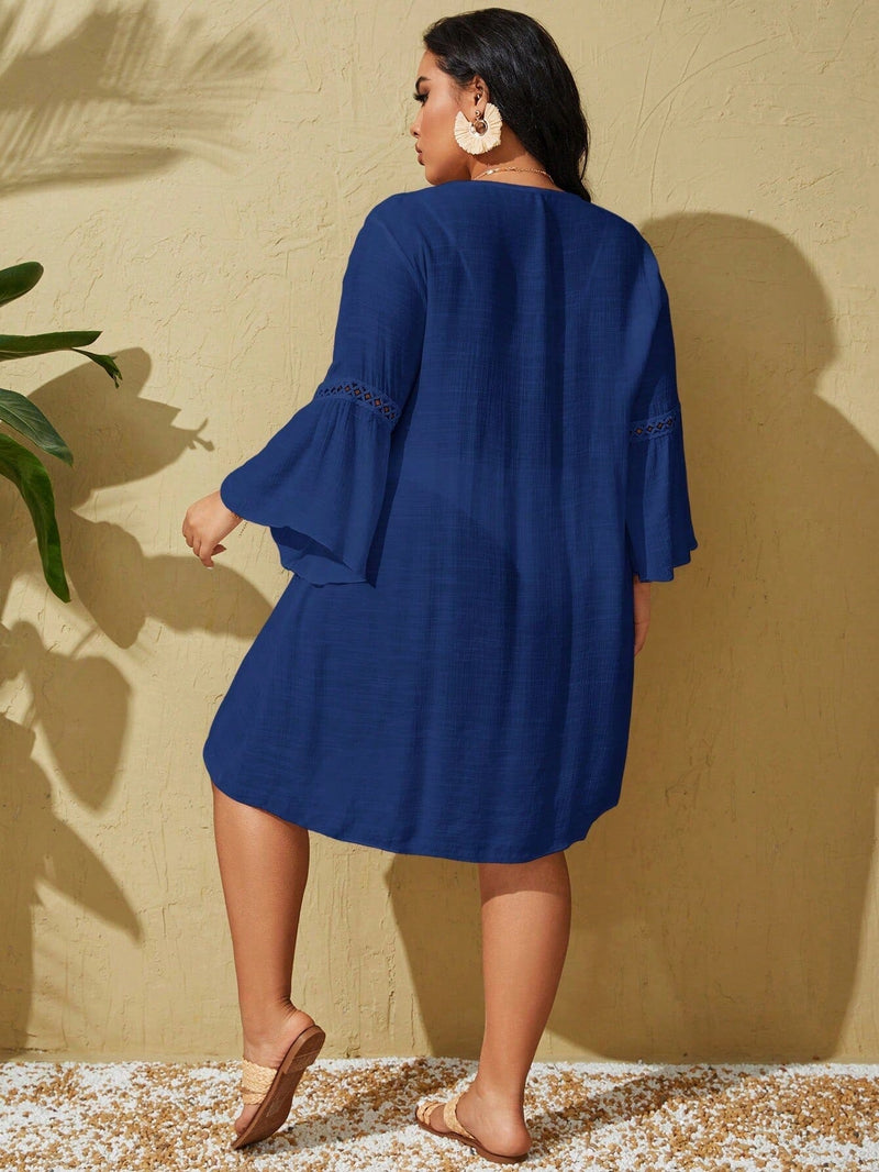 Saída de Praia Plus Size com Manga Longa Saída de Praia Plus Size com Manga Longa Maritima Moda Praia 