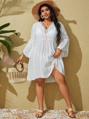 Saída de Praia Plus Size com Manga Longa Saída de Praia Plus Size com Manga Longa Maritima Moda Praia 