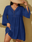 Saída de Praia Plus Size com Manga Longa Saída de Praia Plus Size com Manga Longa Maritima Moda Praia Azul G 