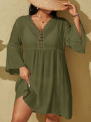 Saída de Praia Plus Size com Manga Longa Saída de Praia Plus Size com Manga Longa Maritima Moda Praia Verde Militar G 