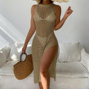 Saída de Praia Tricô Midi Maritima Moda Praia Caqui Tamanho único 