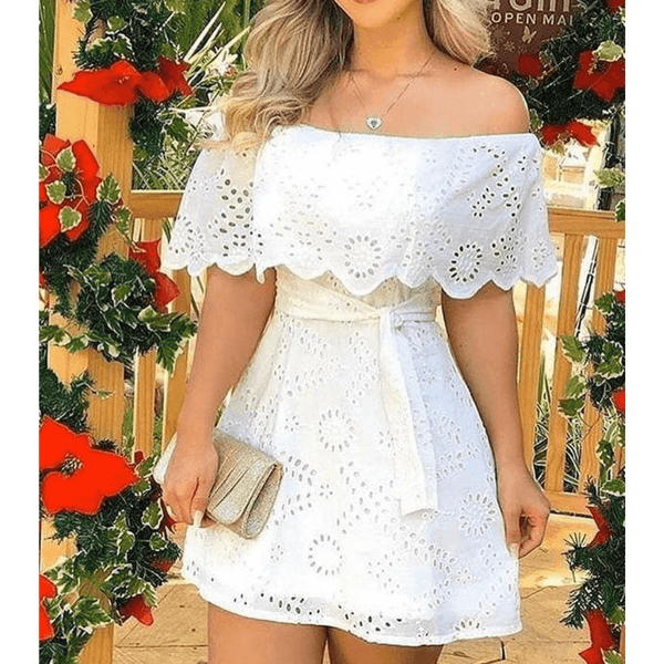 Vestido Kristen Maritima Moda Praia Branco P 
