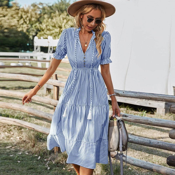 Vestido Nina Maritima Moda Praia azul P 