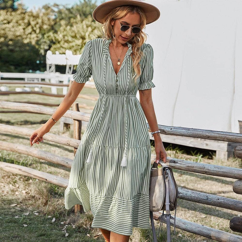 Vestido Nina Maritima Moda Praia verde P 