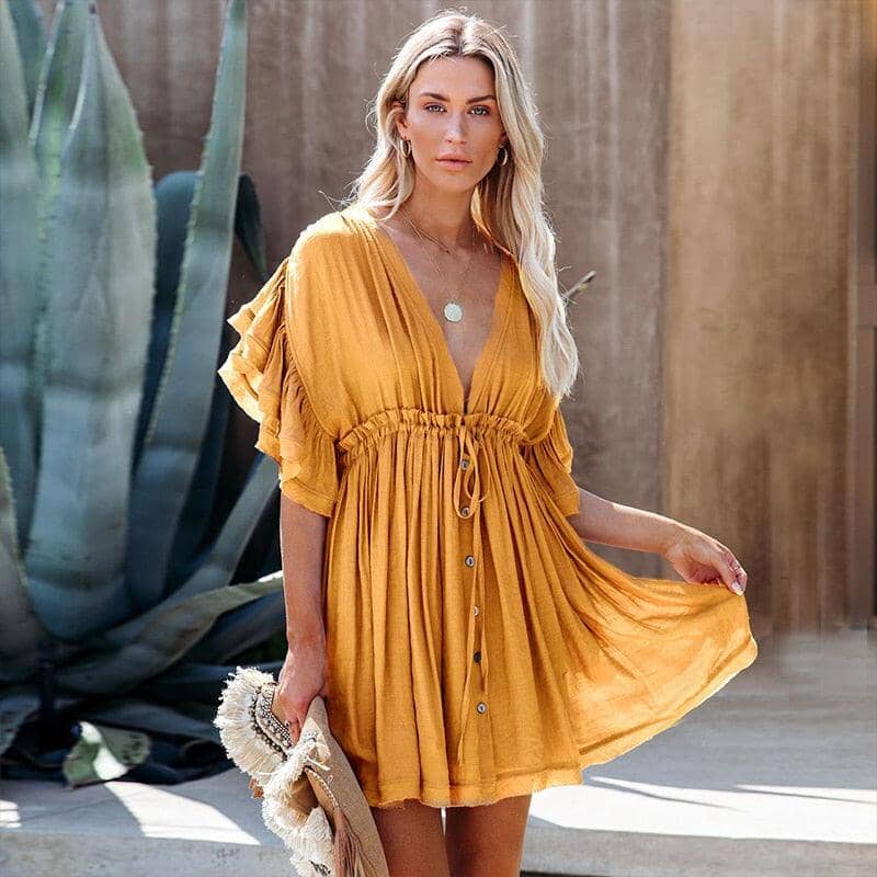 Vestido Praiano Romana Maritima Moda Praia Âmbar 